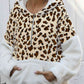 Leopard Half-Zip Dropped Shoulder Hoodie