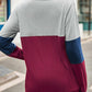 Color Block Cutout Round Neck Long Sleeve T-Shirt