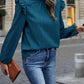 Full Size Mock Neck Ruffle Shoulder Blouse