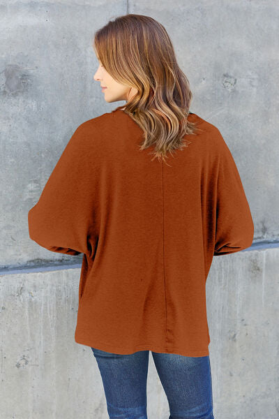 Double Take Full Size Round Neck Long Sleeve T-Shirt *