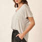Mittoshop Striped V-Neck Short Sleeve T-Shirt