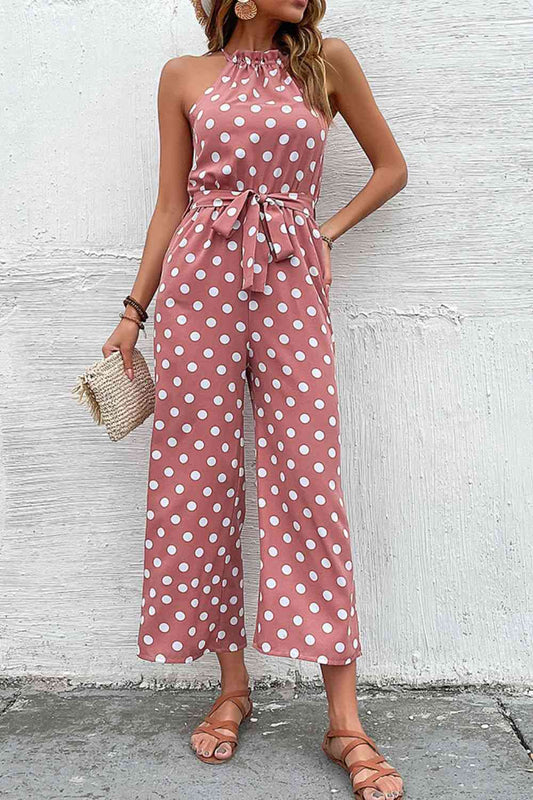 SavannahJayJumpers Polka Dot Grecian Wide Leg Jumpsuit