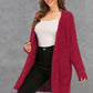 Pocketed Open Front Long Sleeve Cardigan