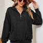 Half Zip Dropped Shoulder Sweatshirt