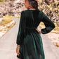 Embroidered Square Neck Long Sleeve Dress