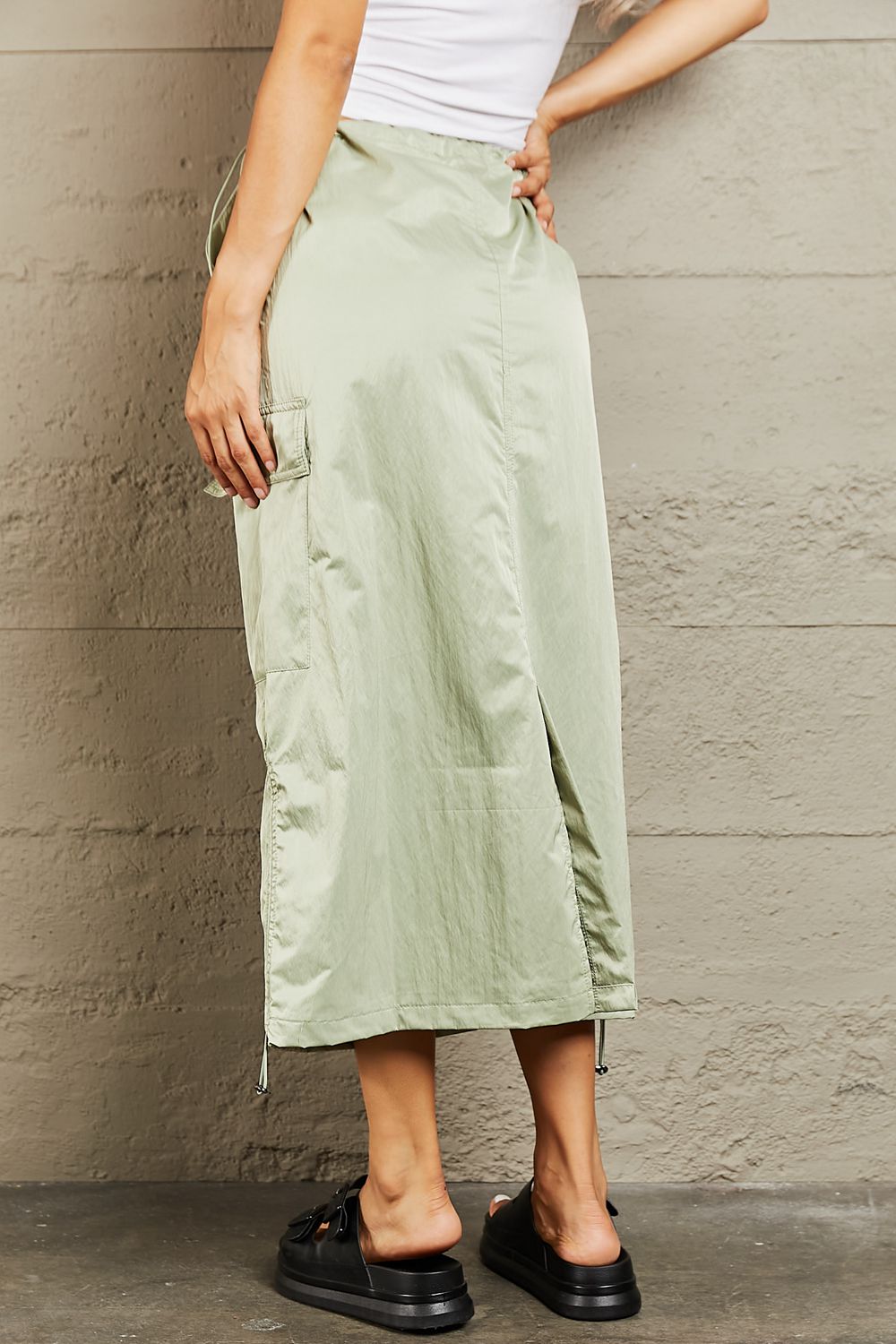 HYFVE Just In Time High Waisted Cargo Midi Skirt *