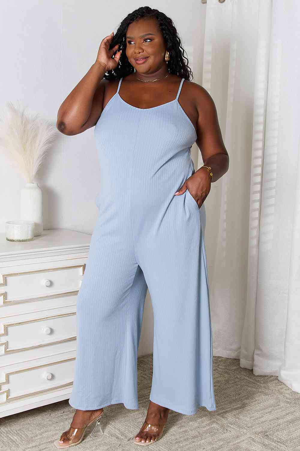 Basic Bae Full Size Spaghetti Strap V-Neck Jumpsuit *