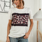 Leopard Color Block Side Slit Tee