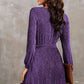 Round Neck Tie Front Long Sleeve Dress