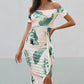 Women's Full Size Printed Off-Shoulder Split Dress