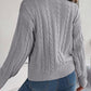 Cable-Knit Turtleneck Dropped Shoulder Sweater