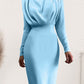 Ruched Turtleneck Long Sleeve Dress