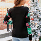Full Size Round Neck Long Sleeve T.Rex Pattern Christmas Sweater