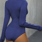 Lace Detail Plunge Long Sleeve Bodysuit