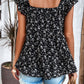 Printed Square Neck Cap Sleeve Blouse