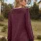Full Size Round Neck Puff Sleeve Blouse