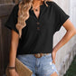 Eyelet Notched Short Sleeve T-Shirt