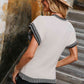 Contrast Round Neck Short Sleeve Knit Top