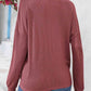 Half Button Collared Neck Long Sleeve Top
