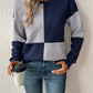 Textured Color Block Round Neck Sweatshirt