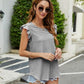 Plaid Ruffled Round Neck Cap Sleeve T-Shirt