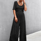 Women's Scoop Neck Half Sleeve Wide Leg Jumpsuit