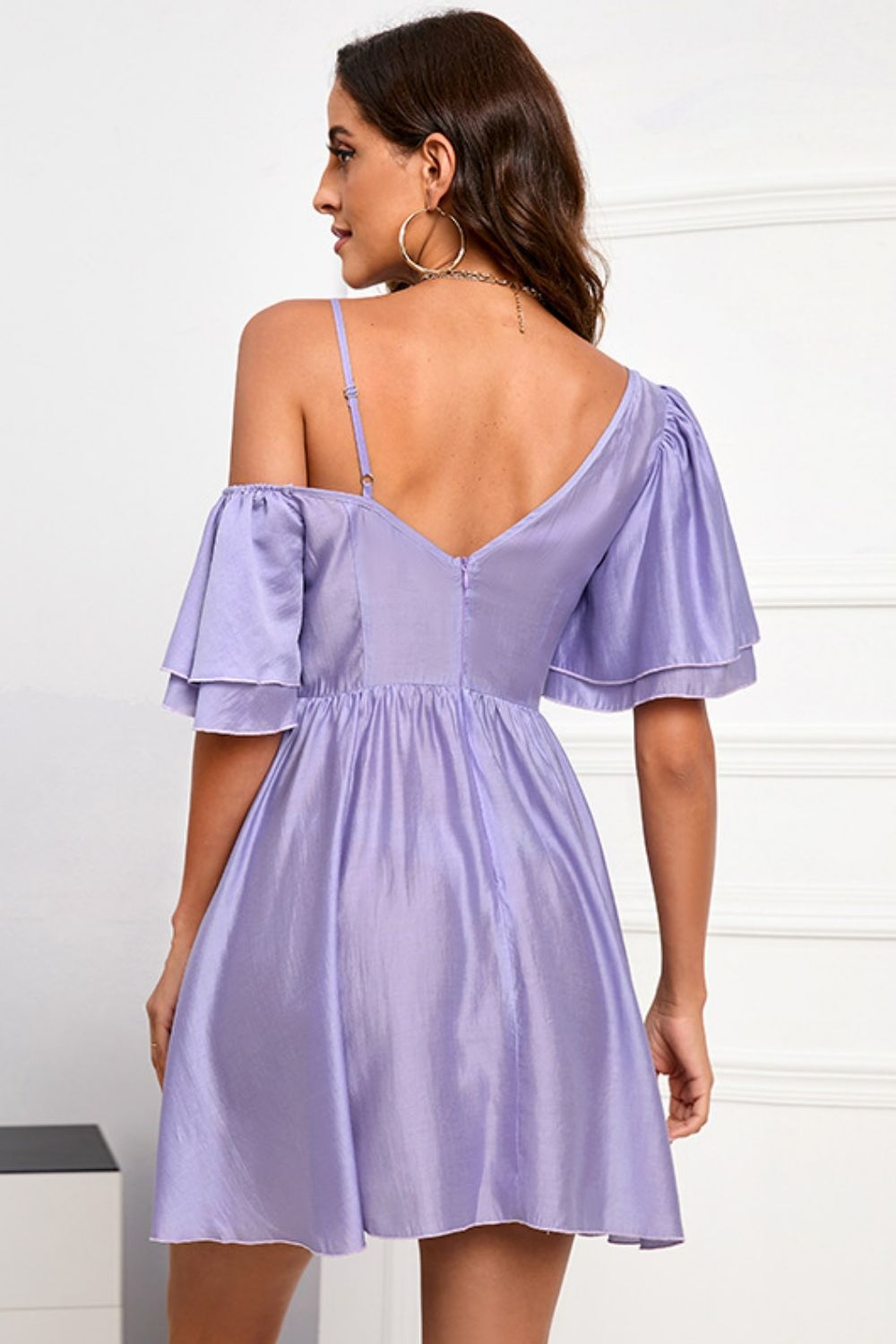 Double Crazy Women's Gathered Detail Zip-Back Mini Dress *