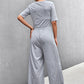 Women's Scoop Neck Half Sleeve Wide Leg Jumpsuit