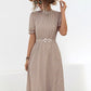 Printed Mock Neck Flounce Sleeve Dress