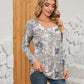 Printed Square Neck Long Sleeve Blouse