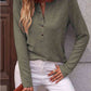 Round Neck Buttoned Long Sleeve T-Shirt