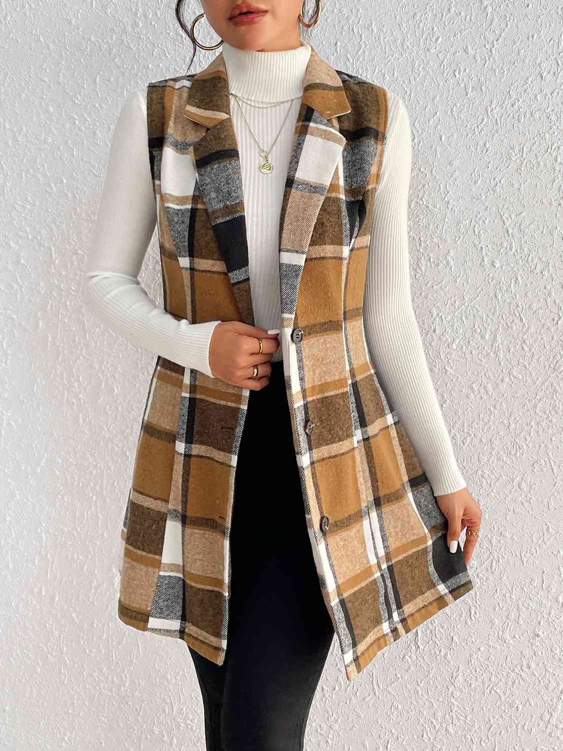 Savannah Mea Plaid Lapel Collar Vest