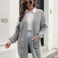 Open Front Rib-Knit Cardigan with Pockets