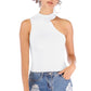 OCEAN CHIC Asymmetrical Sleeveless Rib-Knit Top