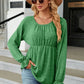 Round Neck Flounce Sleeve Blouse