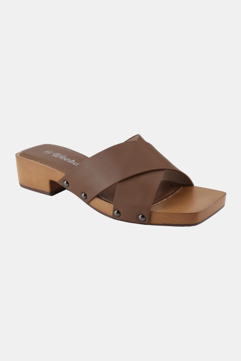 Weeboo Step Into Summer Criss Cross Wooden Clog Mule *