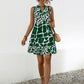 Printed Notched Sleeveless Tiered Dress