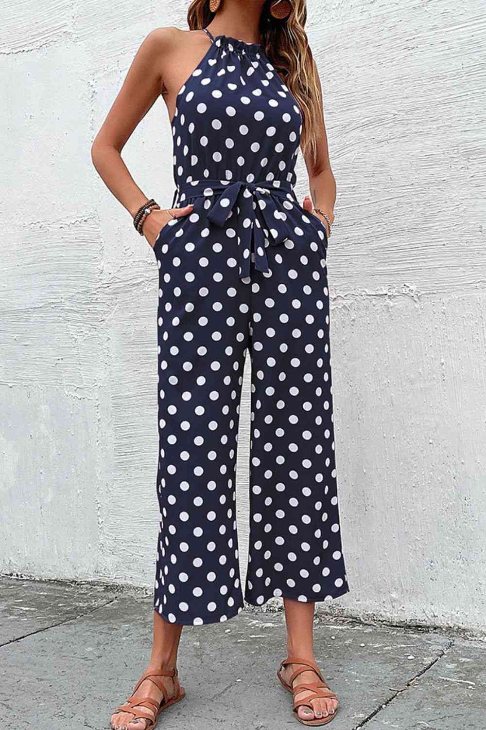 SavannahJayJumpers Polka Dot Grecian Wide Leg Jumpsuit