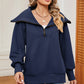 Half Zip Lantern Sleeve Sweatshirt