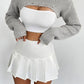 Full Size Distressed Long Sleeve Cropped Sweater