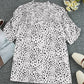 Women's Full Size Printed Smocked Mock Neck Blouse