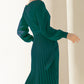 Full Size Round Neck Long Sleeve Pleated Sweater Dress