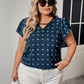 Plus Size Swiss Dot V-Neck Flutter Sleeve Tee