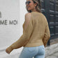 KnittedEmporium Cold-Shoulder Round Neck Sweater