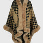 Savannah Jay One Size Checkered Faux Fur Trim Poncho