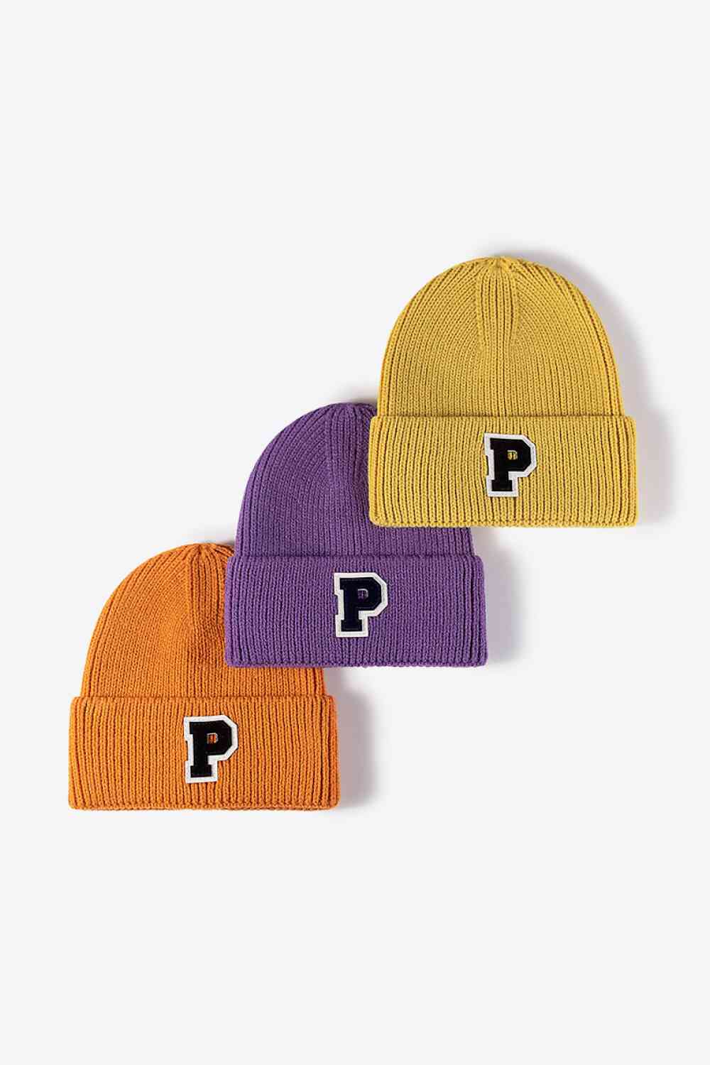 EZBeanie Letter Patch Cuffed Knit Hat Beanie