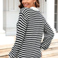 Striped Round Neck Dropped Shoulder Sweater