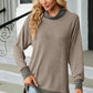 Slit Mock Neck Long Sleeve T-Shirt