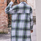 Full Size Plaid Dropped Shoulder Longline Jacket