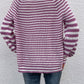 LakenLea Striped V-Neck Button-Down Cardigan